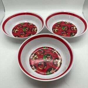 3 Coca-Cola Coke Holiday Santa Christmas Serving Bowls 10” inch Plastic Bowl EUC
